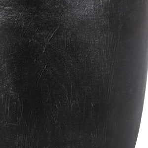 Outdoor Lightweight Concrete End Table With Natural Texture - Matte Black