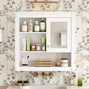 Wall-Mounted Bathroom Cabinet with Mirror and Adjustable Shelves