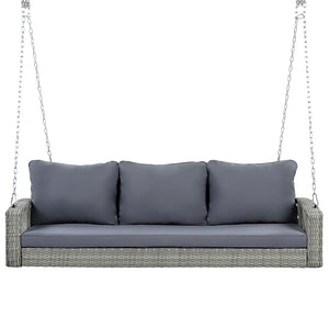 3 Person Large Patio Swing Bench With Cushions For Backyard