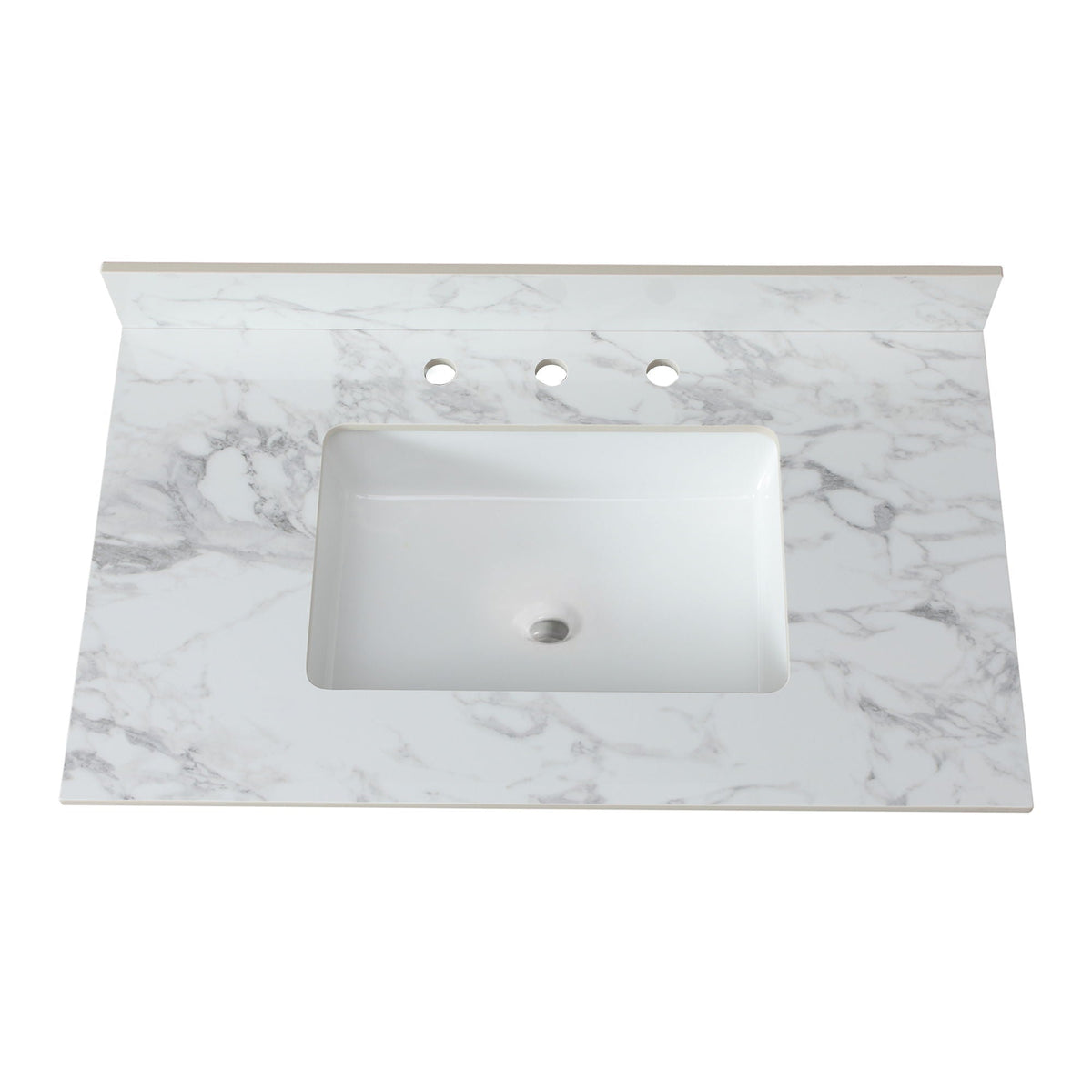 Elegant Sintered Stone Bathroom Vanity Top With Rectangular Undermount Ceramic Sink