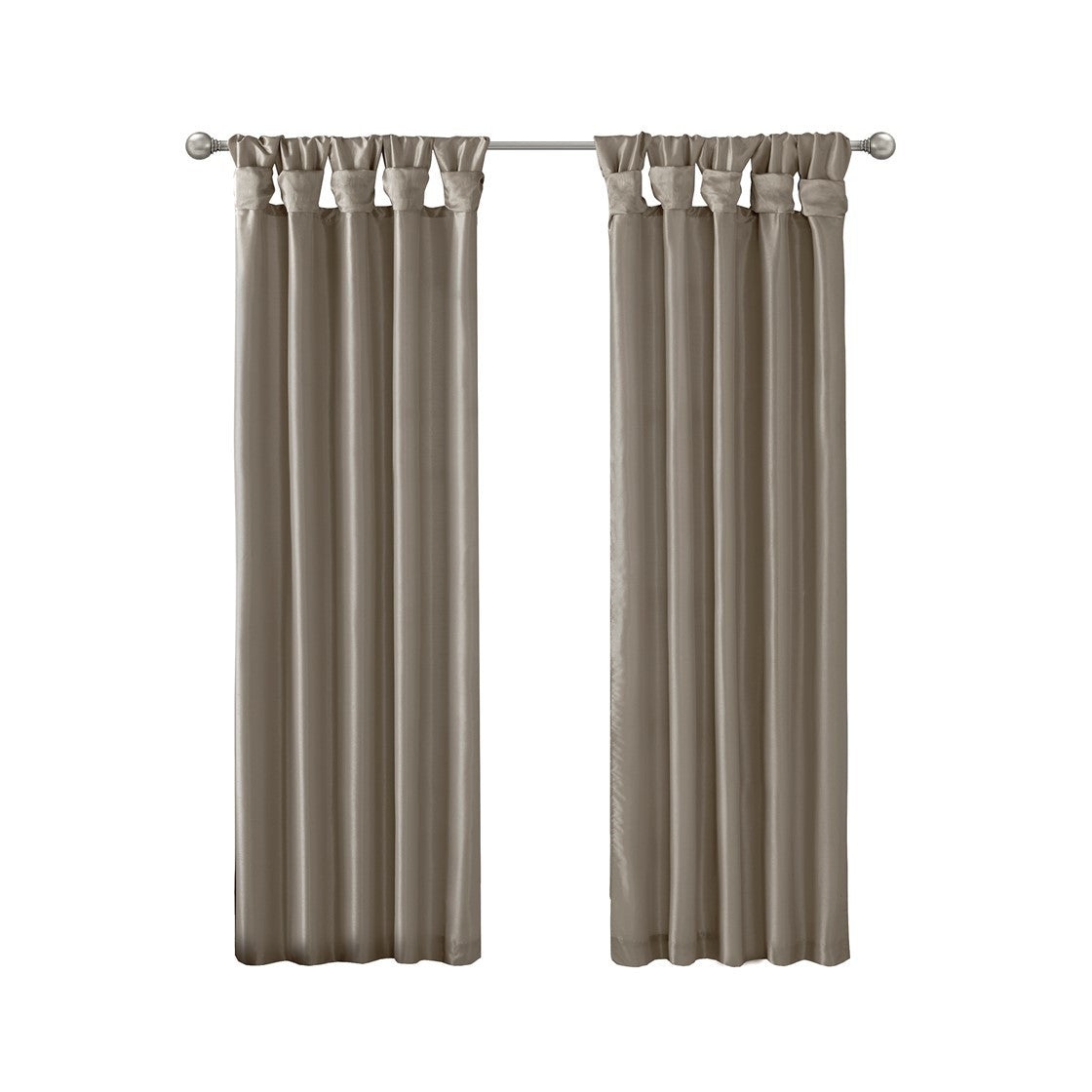 Twist Tab Lined Window Curtain Panel Pewter 50x108"
