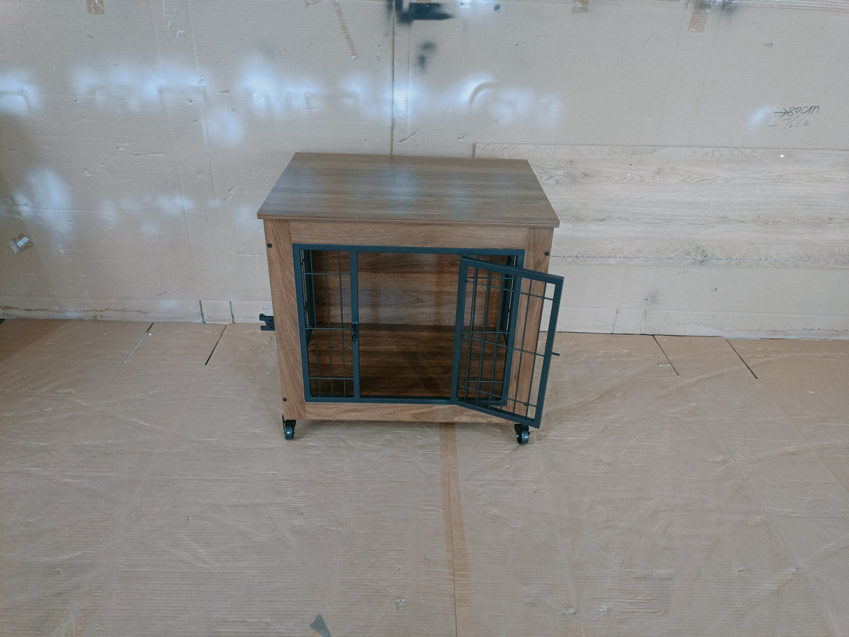 27.2" Dog Crate Furniture with Wheels for Small Dogs