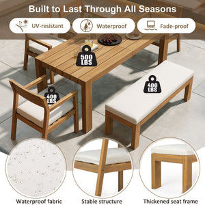 TREXM Patio Dining Table Set for 6 with Umbrella Hole