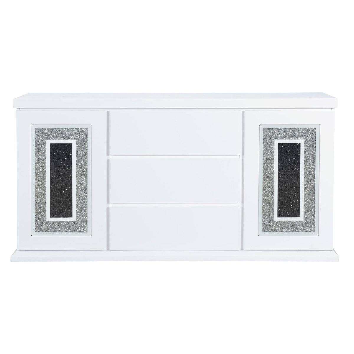 Buffet with Clear Glass Inlay - 61.8" Wide, High Gloss Finish