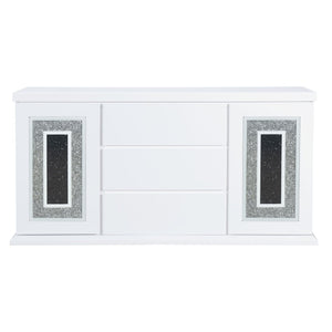 Buffet with Clear Glass Inlay - 61.8" Wide, High Gloss Finish