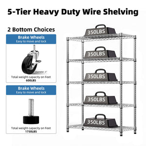 5-Shelf Wire Storage Shelving Unit