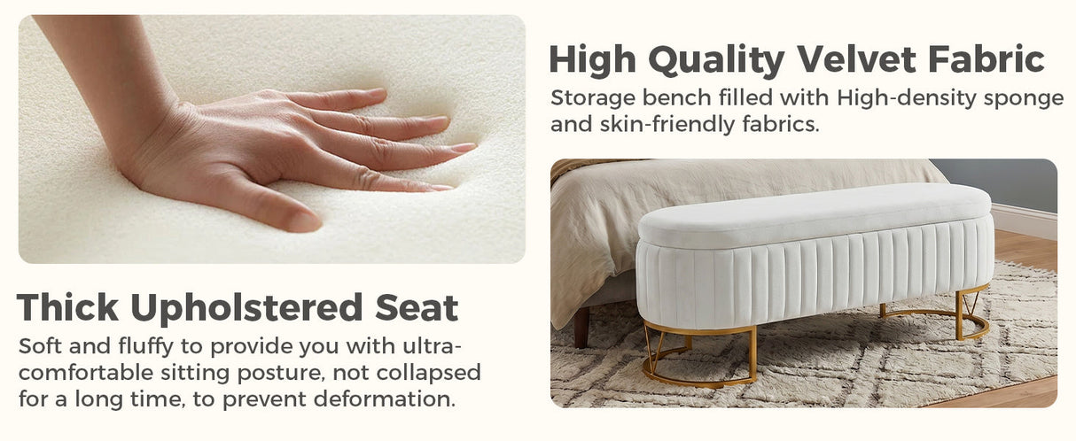 Storage Bench Bedroom Bench with Golden Metal Legs