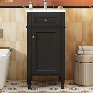 French Style Bathroom Vanity with Ceramic Sink and Soft-Close Doors - Black or White