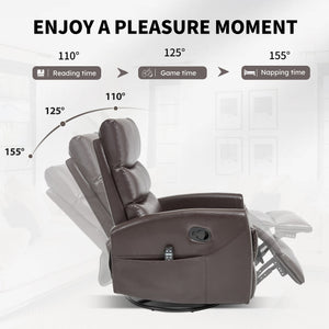 Heat Massage Manual Recliner Chair with Rocker and Swivel