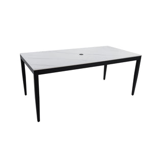 Outdoor Modern Patio Dining Table, Post Tapered Legs, Weatherproof & Rust Free
