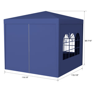 10'x10' Party Tent Outdoor Heavy Duty Gazebo Wedding Canopy with 4 Removable Walls, Blue