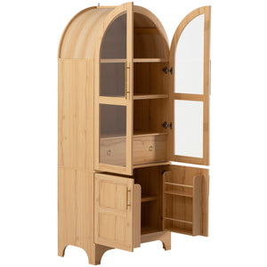 K&K 71' Tall Arched Kitchen Pantry Cabinet with Adjustable Shelves