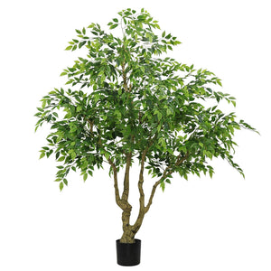 7FT Tall Artificial Banyan Tree with Natural Trunk and Realistic Silk Leaves