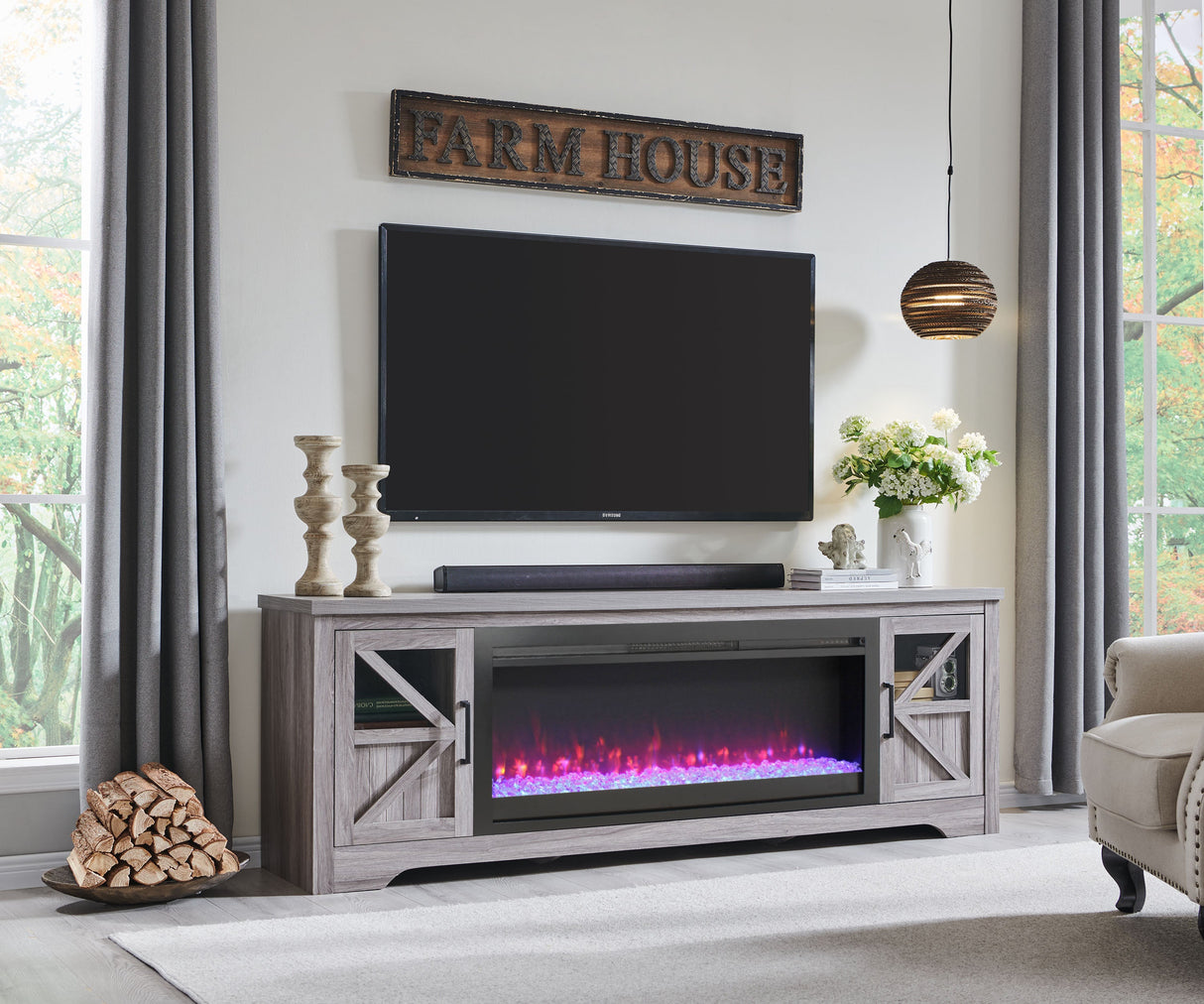 75" Fireplace TV Stand for TVs up to 80"