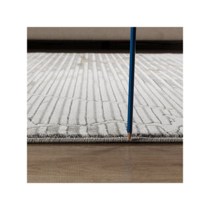 Geometric Area Rug with 3D Effect - Ivory / Gray