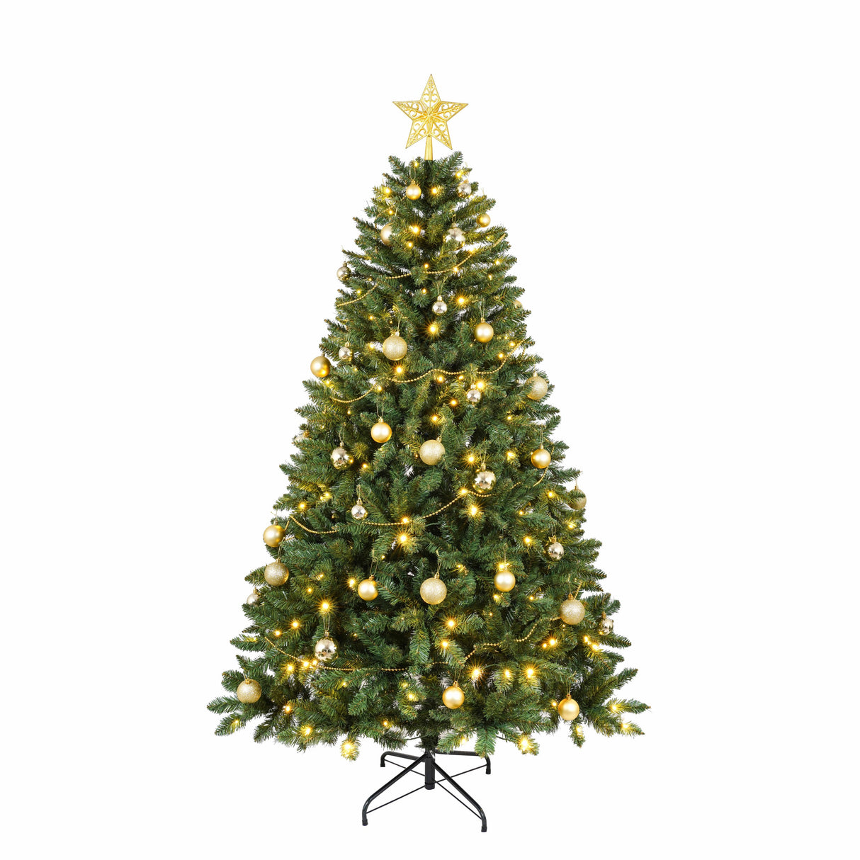 6FT Pre-Lit Christmas Tree with 250 Warm White LEDs – 1000 PVC Hard Tips