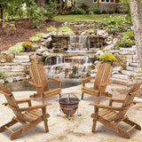 Wooden Outdoor Folding Adirondack Chair Set of 2, Honey Brown