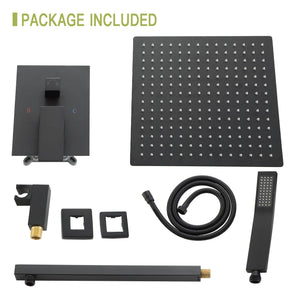 Dual Shower Head System With 12" Square Rain Shower And Rough In Valve