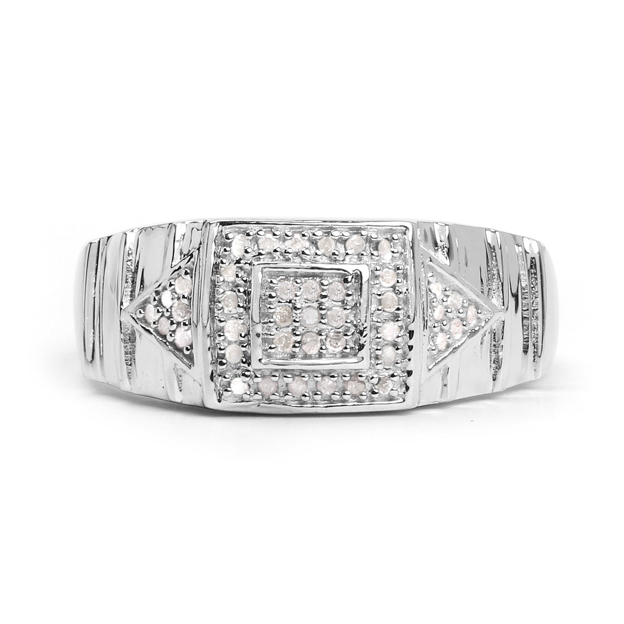 14K White Gold Plated 0.21 Carat Genuine White Diamond .925 Sterling Silver Ring