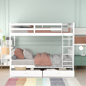 Bunk Bed With Ladders And 2 Storage Drawers