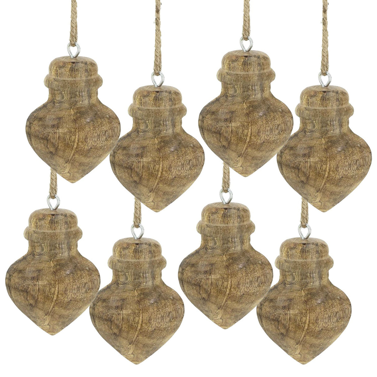 Wooden Hanging Ornaments for Christmas Tree - Set of 8