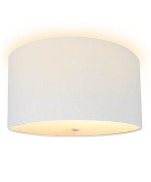 16"W Moderne Flush Mount Conversion Kit  White Linen Drum Lampshade