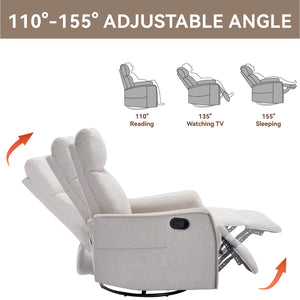 Heat Massage Manual Recliner Chair with Rocker and Swivel