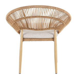 Cyril Outdoor Wicker Papasan Style Dining Chair with Teak Finished Legs - Set of 2