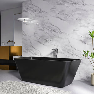67 Inch Freestanding Solid Surface Soaking Bathtub