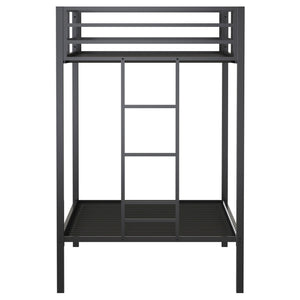 Alevera Metal Twin Over Twin Bunk Bed with Ladder Black