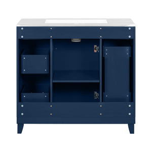 Bathroom Vanity With Ceramic Sink, Soft Close Doors, Adjustable Shelves