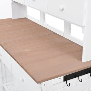 TOPMAX 65.7'' Tall Garden Potting Bench Table with Hutch