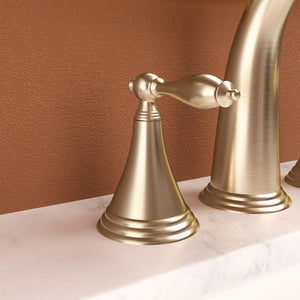 Elegant 2 Handle Widespread Bathroom Faucet With Pop Up Drain And Water Supply Lines
