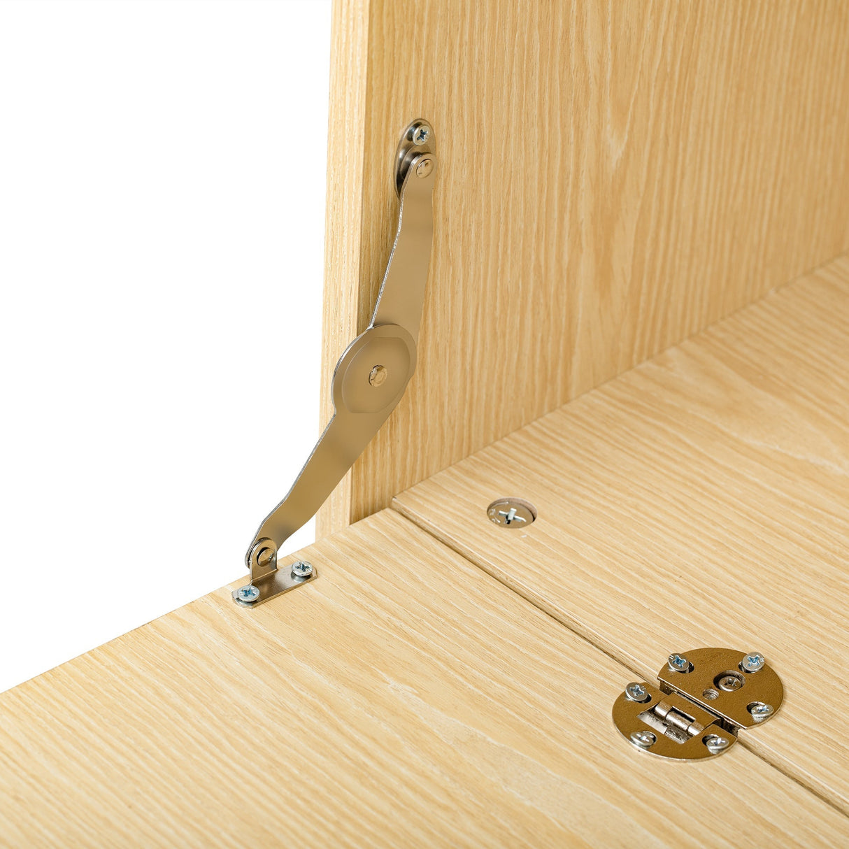 Furniture Style Multi-Use Natural Cat Litter Box House with Flip-Down Door