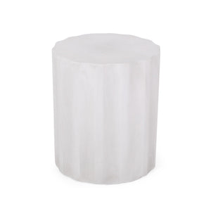 Outdoor End Table With Soft Wave Edge - Antique White
