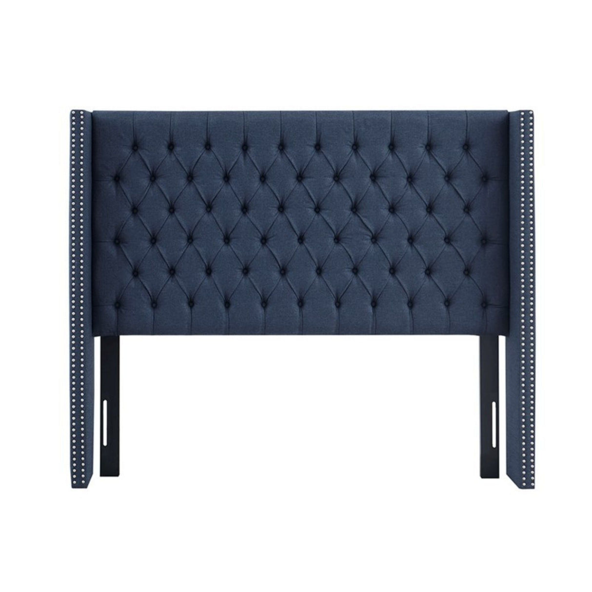 Transitional Upholstery Headboard With Tufted Buttons And Nailhead Trim