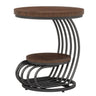 Round Vintage End Table With 2 Tier Storage
