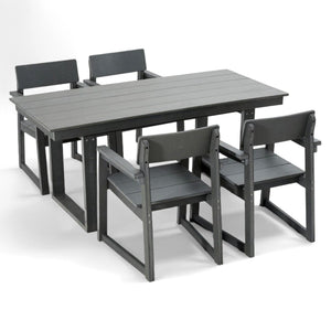 5 Piece Outdoor Dining Set with Umbrella Hole and 4 Armrest Chairs