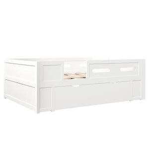 Platform Bed With Guardrail And Drawer