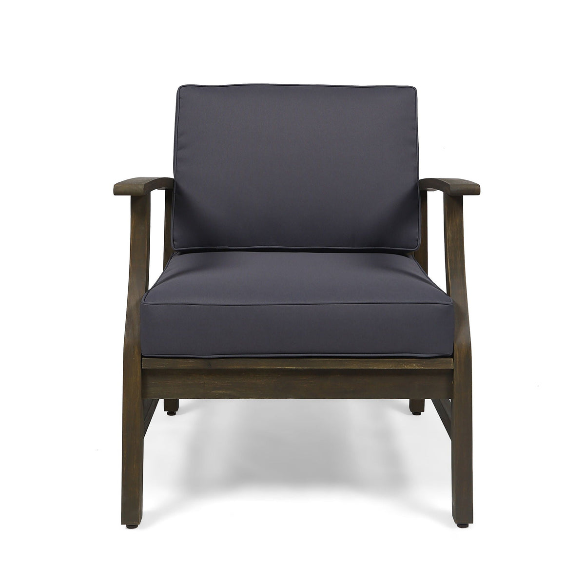 Enchanting Outdoor Club Chair with Slat Panel Design and Water-Resistant Cushion - Dark Gray