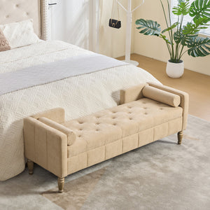 64.6"W Upholstered Chenille Flip-top Storage End of Bed Bench