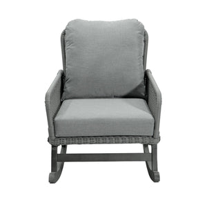Contemporary Minimalist Wicker Rocking Chair With Soft Cushions And Durable Wooden Frame