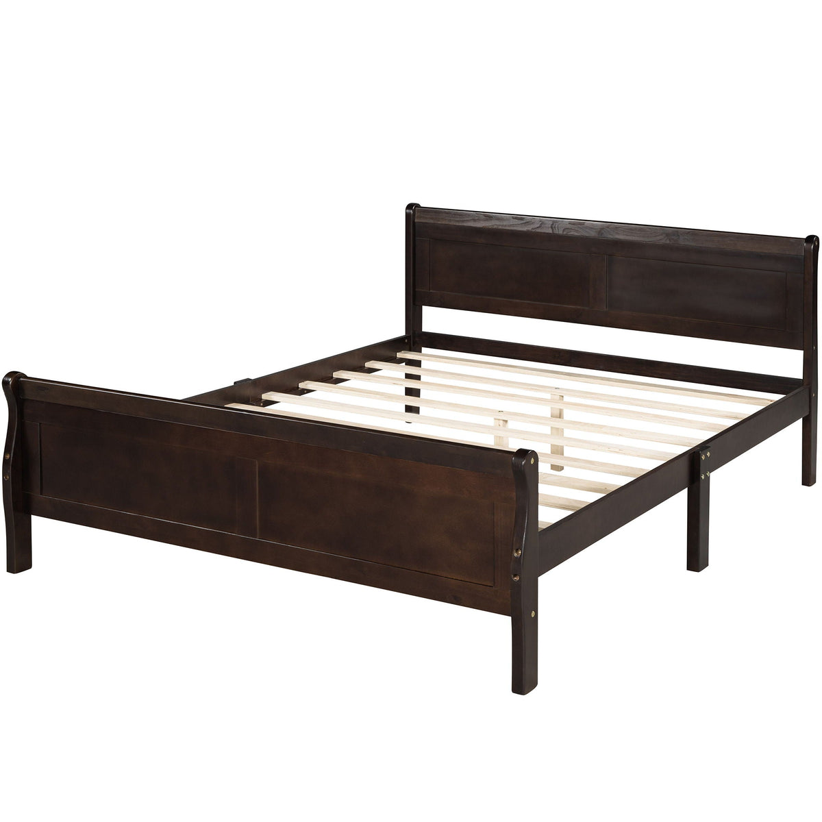 Platform Bed Frame Mattress Foundation Sleigh Bed With Headboard / Footboard / Wood Slat Suppor