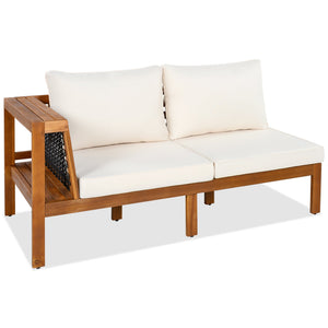 GO 4 Pieces Outdoor Acacia Wood Sofa Set with Coffee Table