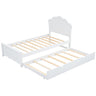 Platform Bed With Headboard and Twin Trundle - White
