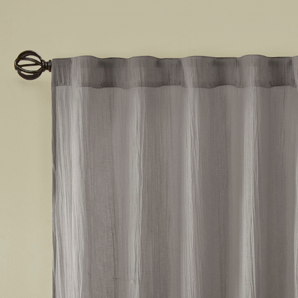 Solid Crushed Curtain Panel Pair (2 Pcs Window Panels) - Grey