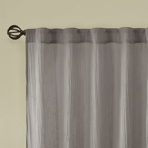 Solid Crushed Curtain Panel Pair with Sheer Texture - Grey