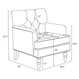 Tufted Club Chair Upholstered Accent Armchair in Beige Corduroy