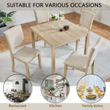 Modern 5-Piece Wooden Dining Table Set for 4 People in Light Oak