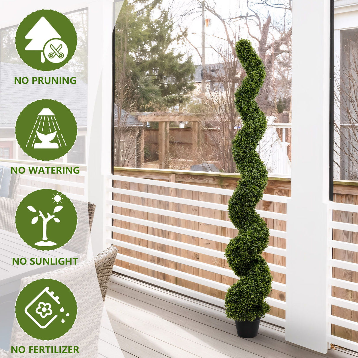 Artificial Outdoor UV Resistant Plastic Boxwood Topiary Spiral Tree